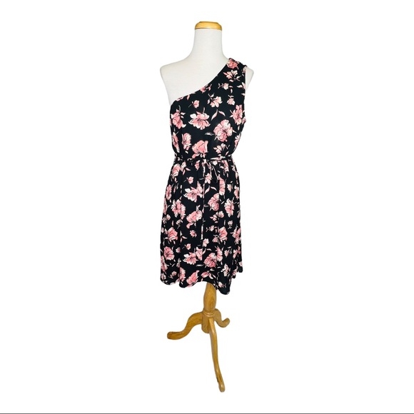 DR2 Daniel Rainn Nordstrom One Shoulder Dress A line Floral lightweight Sz M - Picture 7 of 13